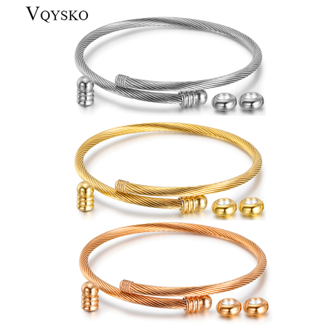 Brazalete de Cable elástico Unisex, pulsera con tornillo de acero inoxidable con enchufe de extremo extraíble, cuentas trenzadas para brazalete, joyería DIY ► Foto 1/6