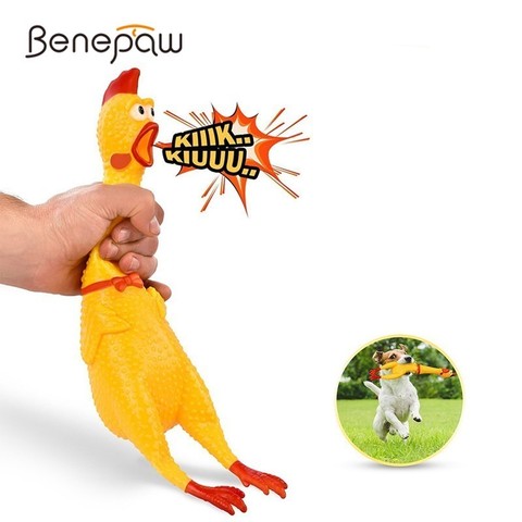 Benepaw-juguete de pollo chillón de goma para mascotas, interactivo juguete seguro para perros, suministros para cachorros de Sonido divertido, tamaño pequeño y grande ► Foto 1/6