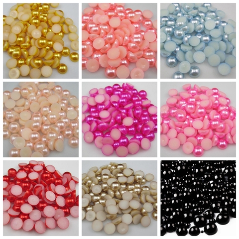 144 unids/lote tamaño 6mm elegir colores resina mitad ronda Imation perlas Flatback arte de uñas decorar Diy envío gratuito ► Foto 1/6