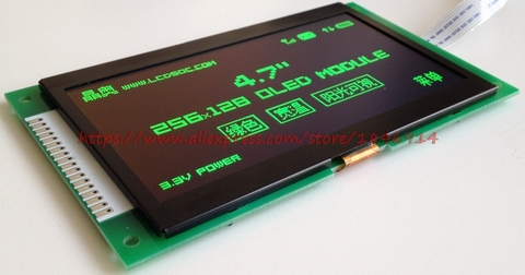 Módulo OLED verde de matriz de puntos, 4,7 pulgadas, 256X128, 3,3 V, pantalla grande OLED de gran temperatura y baja potencia ► Foto 1/2