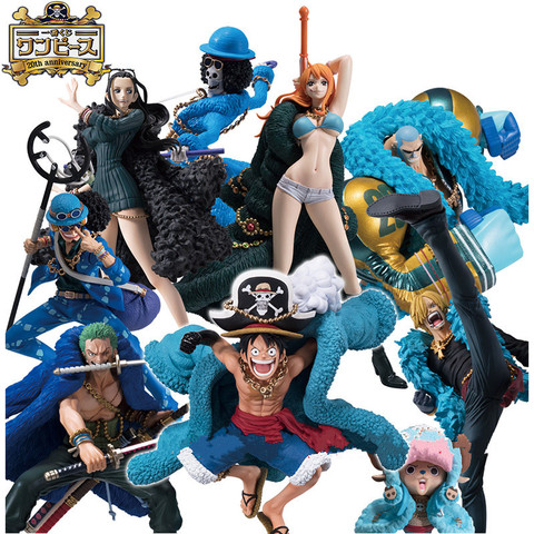 9 estilo Anime una pieza 20 aniversario Nami Luffy Brook Sanji Robin Chooper ropa azul Ver PVC Modelo figura de acción muñeca juguete ► Foto 1/1