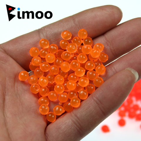 Bimoo 50 unids/bolsa 4mm realista salmón huevo de pescado volar triple anzuelo de carnada UV Rosa naranja rojo ► Foto 1/6