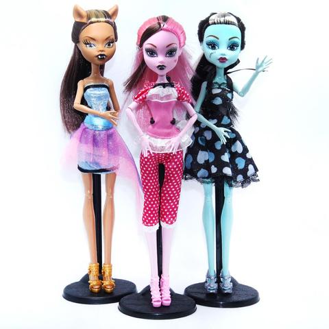 3 unids/set muñecas Draculaura/Clawdeen Wolf/ Frankie Stein cuerpo de articulación móvil alta calidad chicas de plástico juguetes clásicos ► Foto 1/4