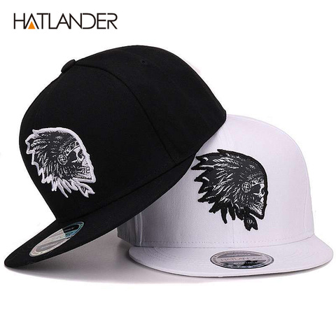 [HATLANDER] bordado calavera gorras de béisbol sombreros de hip hop snapbacks de ala plana huesos gorra deportes gorras para hombres mujeres unisex ► Foto 1/6