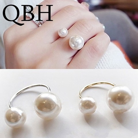 G293 de moda Mujer anillo, Anillos de perlas simuladas ajustable Anillos abiertos para las mujeres joyería de la boda de las niñas Bijoux anillo de dedo ► Foto 1/5