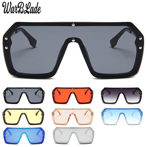 WarBLade 2022 gafas de sol cuadradas de gran tamaño de la vendimia de la manera de los hombres de una pieza montura grande gafas de sol para las mujeres UV400 espejo de plata ► Foto 1/6