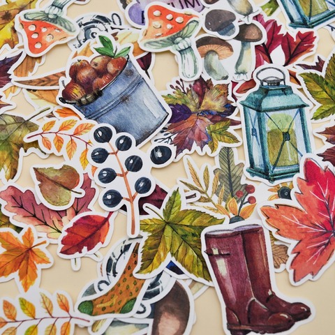 49 Uds belleza de acuarela otoño pegatina de la hoja/hojas decoración cuaderno planificador lácteos/papelería DIY pegatinas scrapbooking ► Foto 1/6