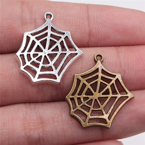 WYSIWYG-10 Uds. De abalorios de 25x23mm para Halloween, telaraña, hacer colgantes antiguos, joyería Vintage DIY ► Foto 1/3