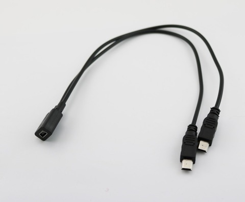 1 piezas Mini USB 2,0 hembra a Dual 2x del divisor macho Y extensión del cargador del adaptador de Cable de 30 cm ► Foto 1/6