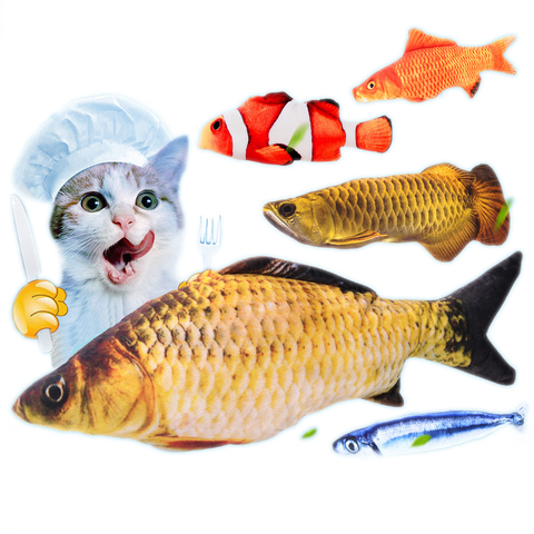juguete gato hierba gatera 3D pez de imitación pez rojo carpa gatito juguetes regalo Pillowfish interactivo Peluche de gato de juguete peces de productos para mascotas ► Foto 1/6