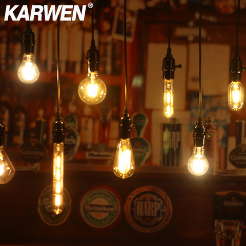 KARWEN LED Bombilla de Edison E27 220 V E14 W 2 W 4 W 6 W 8 W Retro lámpara de filamento A60 ST64 G80 G95 T45 Vintage LED filamento de la ampolla de iluminación ► Foto 1/6