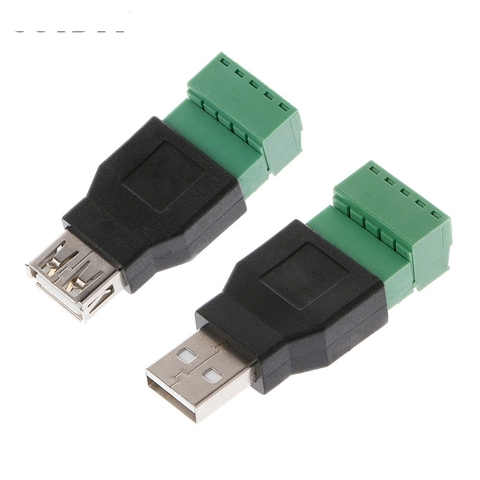 1Pc USB 2,0 tipo A macho/hembra A 5 Pin conector de tornillo Jack USB con escudo USB2.0 A tornillo enchufe Terminal ► Foto 1/6