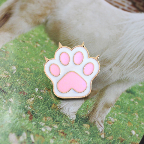 XEDZ-broche de metal pezuña de gato y perro para niños, broche creativo de metal rosa de aleación de Zinc, camisa con icono de personalidad, joyería para parejas y niños ► Foto 1/6