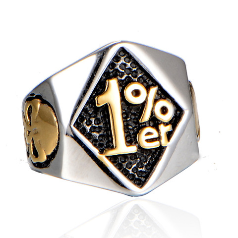 Color plata, color oro de los hombres 316L de acero inoxidable 1% ER Club anillo de motorista calavera nos Tamaño 7-15 ► Foto 1/1
