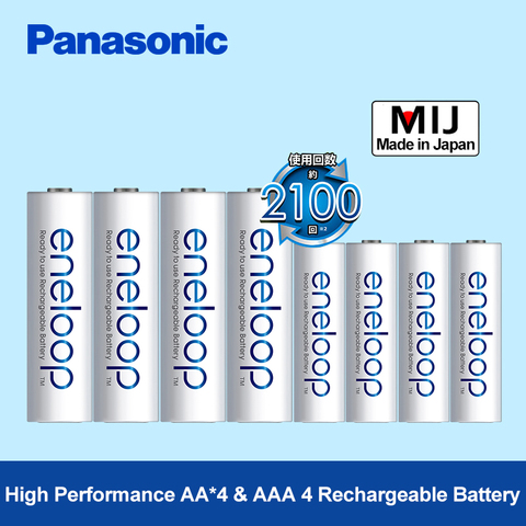 Panasonic-pilas recargables eneloop 4 aa(2000mAh) + 4 aaa(800mAh), baterías recargables NiMH, 1,2 v, batería digital de precarga para cámara de Juguetes ► Foto 1/6