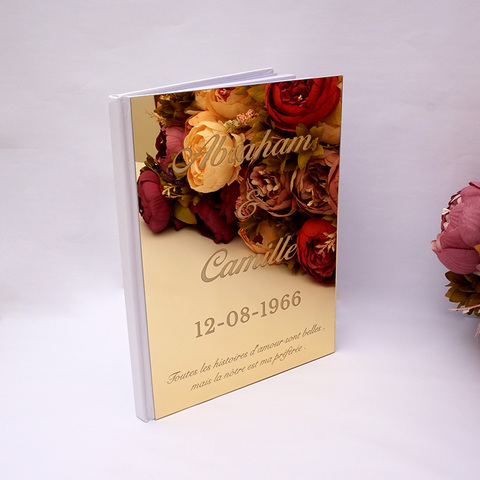 Diferentes estilos de libro de firmas de invitados de boda personalizado espejo personalizado cubierta blanco vacío páginas en blanco decoración de pared ► Foto 1/6