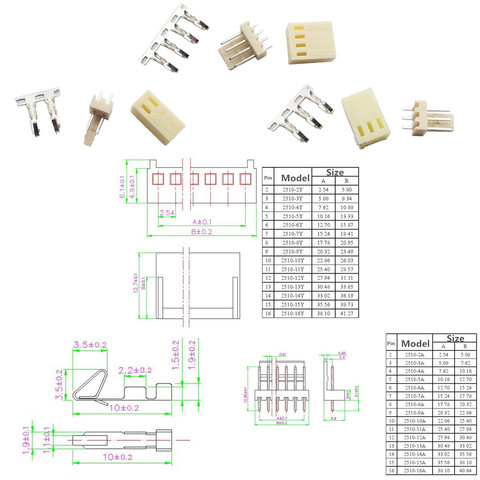 10 Kits DIY 4 Pin KF2510-4P KF2510-3P KF2510-2P 2P/3P/4P 2,54mm carcasa para Terminal Pin Header Connectors juegos de adaptadores ► Foto 1/6