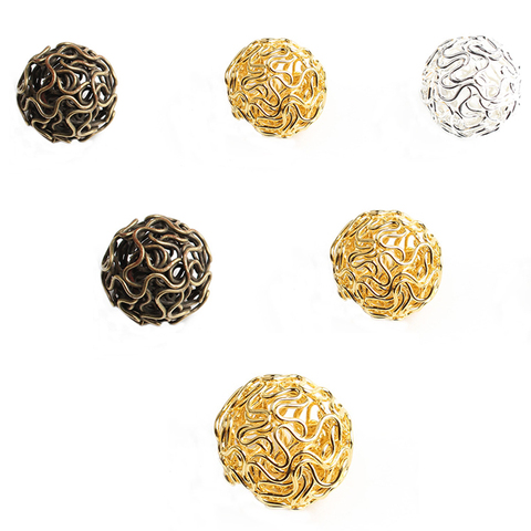 Bola giratoria hueca de oro de 18MM, cuentas espaciadoras sueltas redondas de alambre de Metal chapadas en bronce y plata para abalorios, accesorios de joyería Diy, 20 Uds. ► Foto 1/6