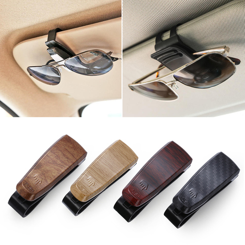1 Pza Estuche para gafas de grano de madera Atuo accesorios de coche ABS para gafas soporte para gafas Auto sujetador Clip de entrada ► Foto 1/6