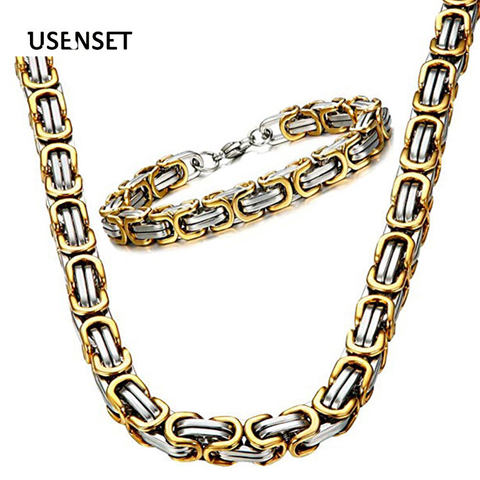 USENSET-cadenas bizantinas de acero inoxidable para hombre y mujer, joyería cadena para regalo, 4MM, 5MM, 6MM y 8MM ► Foto 1/6