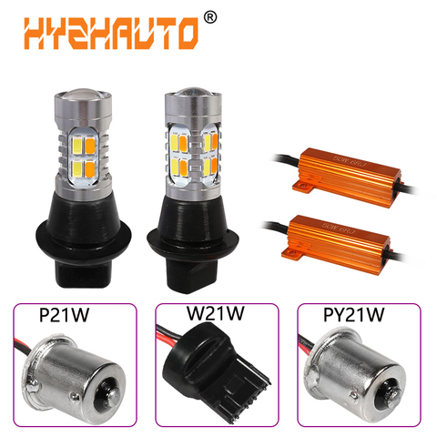 HYZHAUTO-bombillas LED Canbus de doble Color para coche, luces de señal de giro DRL sin hiperflash 1156, 20 SMD, 7440 P21W PY21W, T20 5630 W21W, 2 uds. ► Foto 1/6