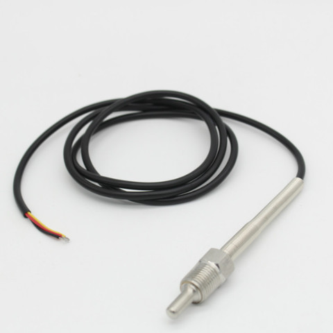 Sensor Digital de temperatura DS18B20, sonda de rosca G1/4 OD = 6mm, 1m, cable de PVC de 3 núcleos, carcasa de acero inoxidable, L30 mm-l300 mm ► Foto 1/3