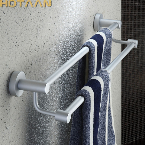 Accesorio de baño de aluminio de alta calidad, barra de toalla doble, toallero, soporte de toalla redondo Anit-Rust, producto de baño YT-12198 ► Foto 1/6