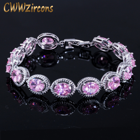 Marca CWWZircons nueva moda diseño 0.8ct Rosa corte redonda Zirconia cúbico boda pulsera para las mujeres joyería de regalo CB178 ► Foto 1/6