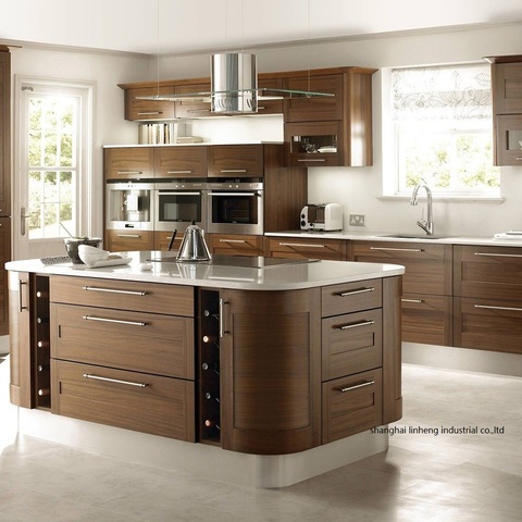 Gabinete de cocina con forma curvada de madera maciza (LH-SW089) ► Foto 1/1