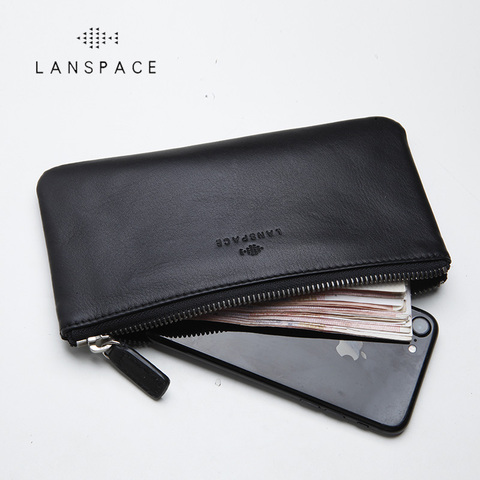 LANSPACE-cartera de cuero para hombre, monedero delgado de marca, monedero de diseñador a la moda ► Foto 1/5