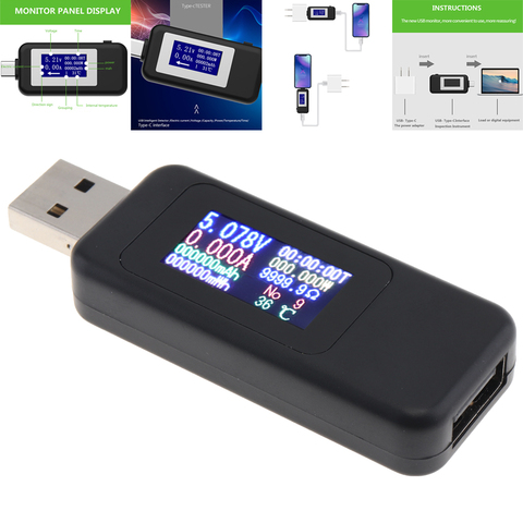 KWS-MX18 10 in1 pantalla LCD Digital USB de probador de corriente de voltaje medidor de potencia momento amperímetro USB cargador Tester Detector ► Foto 1/1