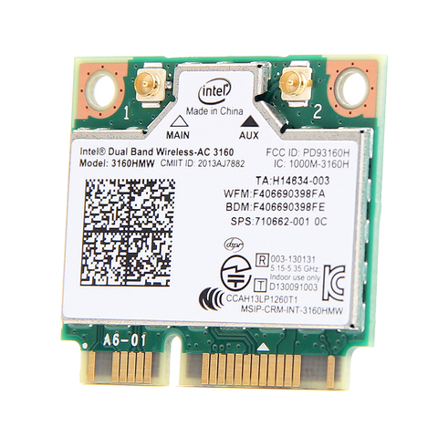 Mini PCI-e Wifi inalámbrico bluetooth portátil tarjeta Dual Band 2,4 GHz 5 GHz para Intel 3160 3160HMW 802.11ac inalámbrico AC + Bluetooth 4,0 ► Foto 1/5