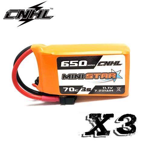 3 uds CNHL MiniStar Lipo batería 11,1 v 650mAh Lipo 3s 70C con XT30U Plug RC baterías para 3 “Mini Quad FPV Quadcopter JJPRO ► Foto 1/5