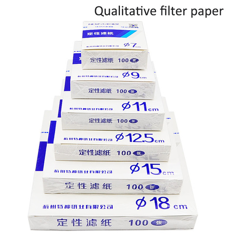 100 unids/pack rápido/Medio/velocidad lenta papel de filtro cualitativo para laboratorio embudo uso diámetro 7cm/9cm/11cm/12,5 cm/15cm/18cm ► Foto 1/5