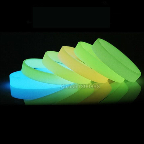 Pulsera de silicona luminosa para hombre y mujer, 2 uds., banda de goma deportiva para adolescentes, brillante en la oscuridad, bandas de mano para conciertos, accesorios ► Foto 1/6