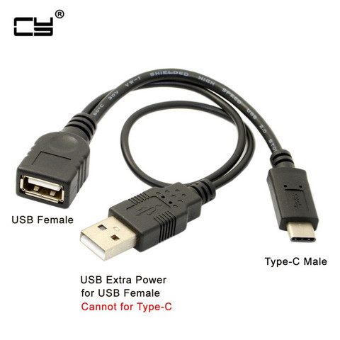 USB-C USB 3,1 tipo C, conector macho A hembra, Cable de datos OTG con cable de alimentación Extral de 20cm ► Foto 1/5