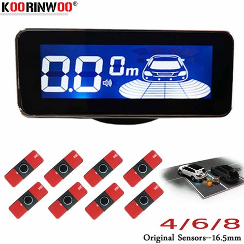 Koorinwoo-sensor de aparcamiento para coches, pantalla LCD ultrasónica 4/6/8 radares, zumbador trasero y delantero, Detector de alarma de Parktronic inverso, color plateado y negro ► Foto 1/6