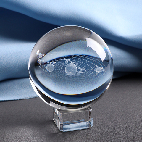 Bola con sistema Solar grabado con láser de 6 CM, modelo planetas en miniatura en 3D, globo de cristal esférico, decoración del hogar, regalo para Astrophile ► Foto 1/6