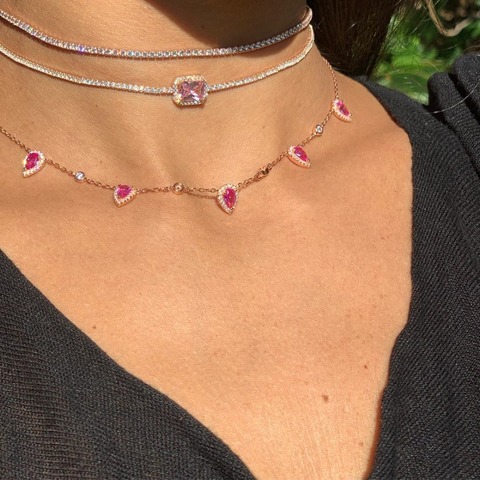 Cadena de eslabones de circonia cúbica con cuentas de oro rosa collares de alta Calidad AAA cz collar de piedra para regalo de niña ► Foto 1/3