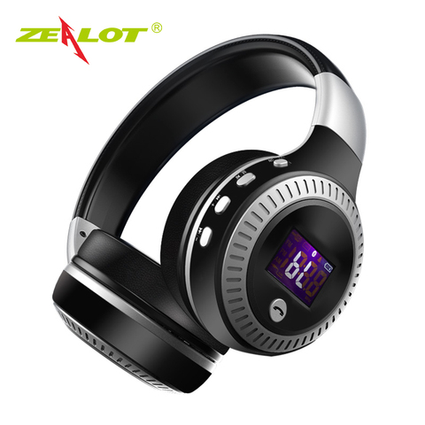 ZEALOT B19 auriculares inalámbricos con Radio fm Bluetooth auriculares estéreo con micrófono para el teléfono de la computadora, soporte TF,Aux ► Foto 1/6