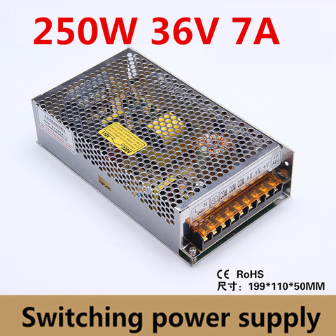 (S-250-36) 250W 36V 7A de alimentación de conmutación de LED fuente de alimentación 36V SMPS AC a DC 36V transformador Led tira de la industria ► Foto 1/2