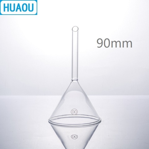 HUAOU-embudo de tallo corto de 90mm, ángulo de 60 grados, borosilicato 3,3, equipo de química de laboratorio de vidrio ► Foto 1/3