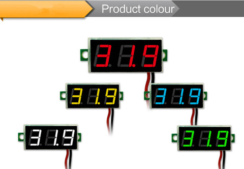 0,28 pulgadas DC LED voltímetro Digital 0-100V medidor de tensión de Auto móvil Detector de prueba de voltaje 12V rojo verde azul amarillo ► Foto 1/6