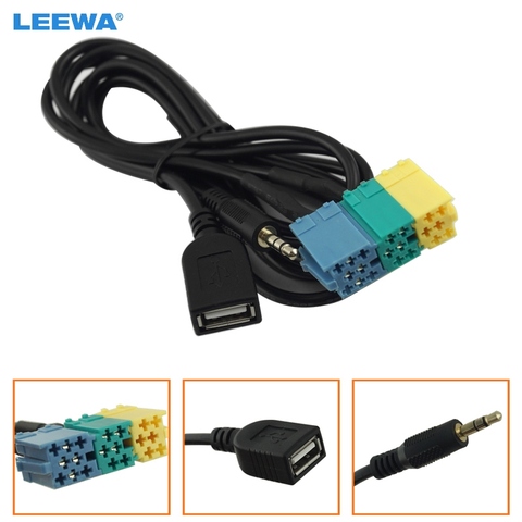 LEEWA 2 in1 3,5 MM + USB macho Cable de adaptador de Audio Kia Aux Cable reproductor de CD a MP3 para Hyundai Kia Sportage # CA3072 ► Foto 1/6