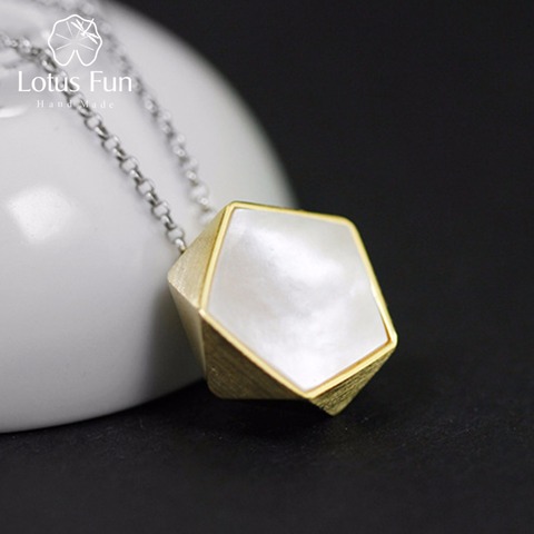 Colgante de joyería fina con diseño de ángulos geométricos para mujer, Lotus Fun, estilo norte europeo, sin collar, Plata de Ley 925 auténtica ► Foto 1/6