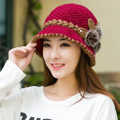 Sombrero cálido para mujer, orejeras para mujeres, gorro de lana, gorros de punto bonitos, gorros de moda para otoño e invierno, venta al por mayor ► Foto 1/6