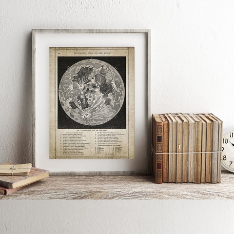 Mapa de la luna llena Vintage, impresiones artísticas para colgar en pared, astronomía Lunar, tabla de la luna, lienzo de pintura, imagen, Arte de la pared Decoración del hogar ► Foto 1/5