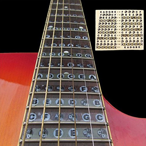 Diapasón de Guitarra eléctrica acústica diapasón de dedo calcomanía de nota mapa Frets Guitarra ► Foto 1/6