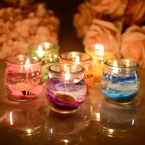 Vela de gelatina marina con frasco de vidrio, velas perfumadas decorativas románticas para San Valentín, boda, regalo de cumpleaños ► Foto 1/6