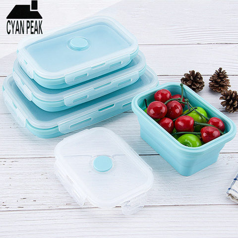 350/500/800/1200ml caja de almuerzo de silicona plegable Bento caja portátil Bol Bento la escuela cajas recipiente de comida plegable de viaje ► Foto 1/1